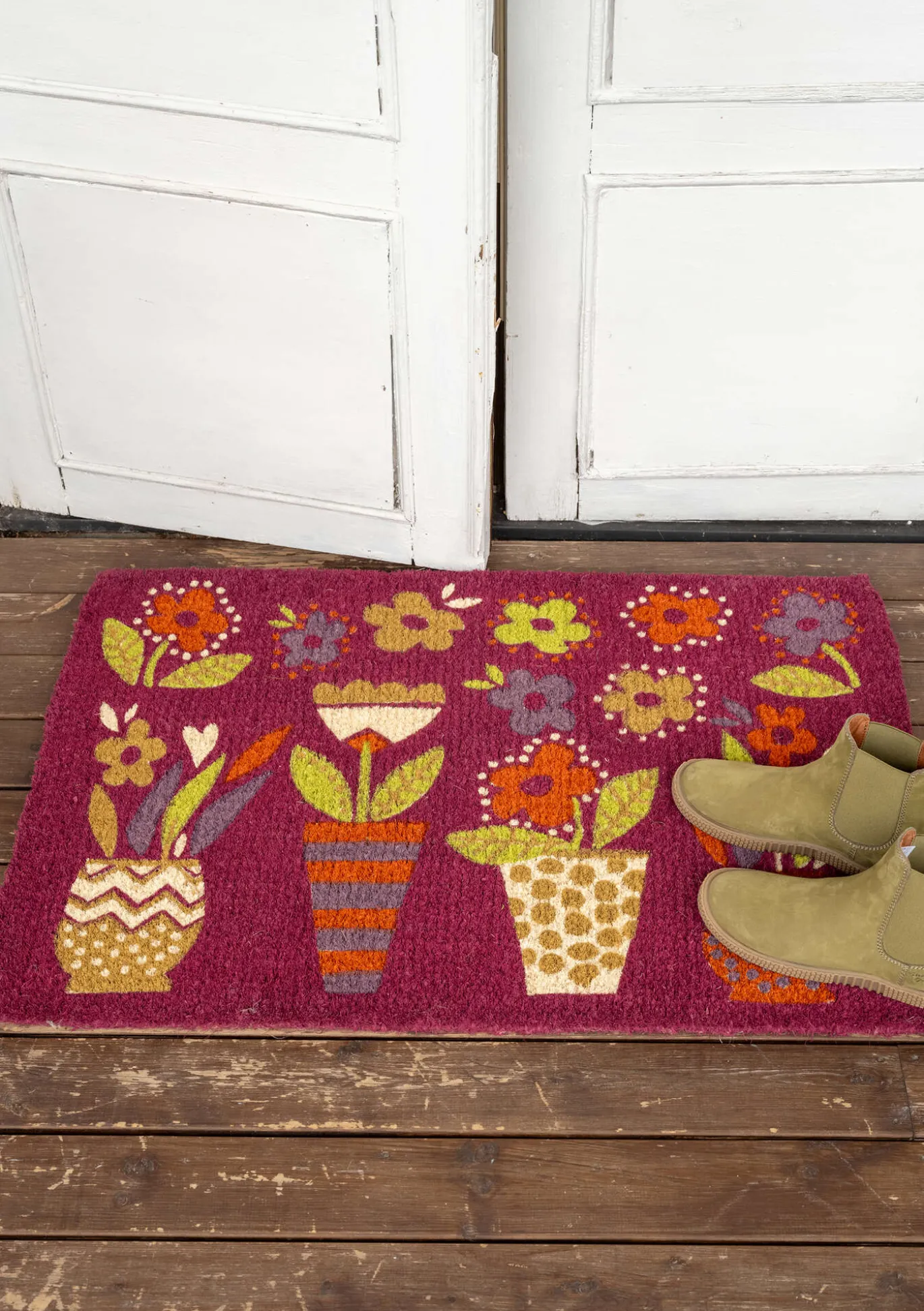 Gudrun Sjödén Fußmatte „Flower pots“ aus Kokosfaser^ Teppiche | Heimtextilien