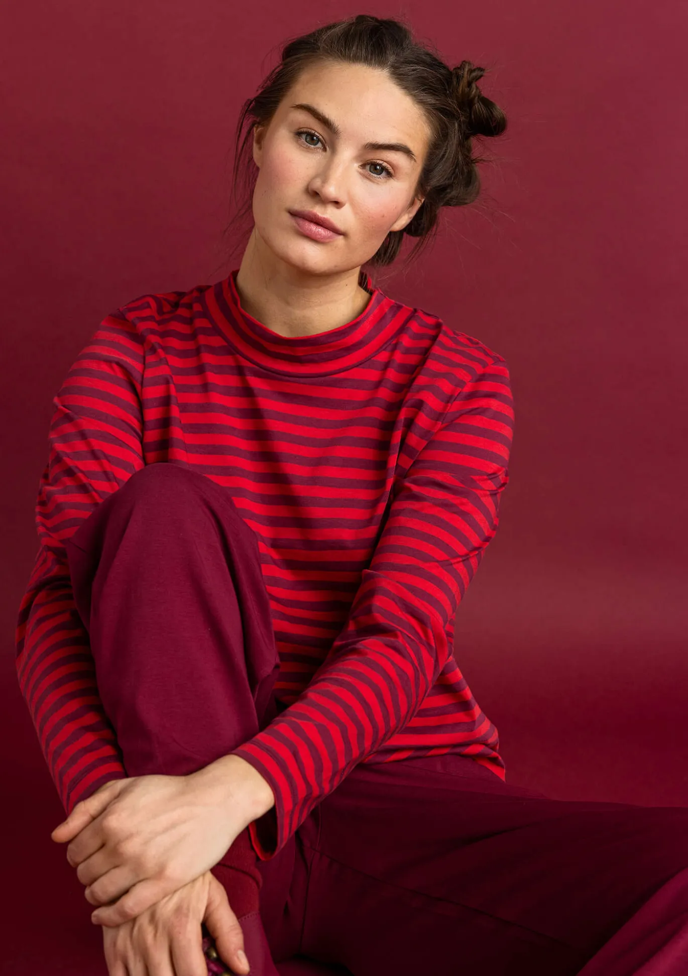 Gudrun Sjödén Gestreiftes Stehkragenshirt aus Bio-Baumwolle^ Pullover & Shirts
