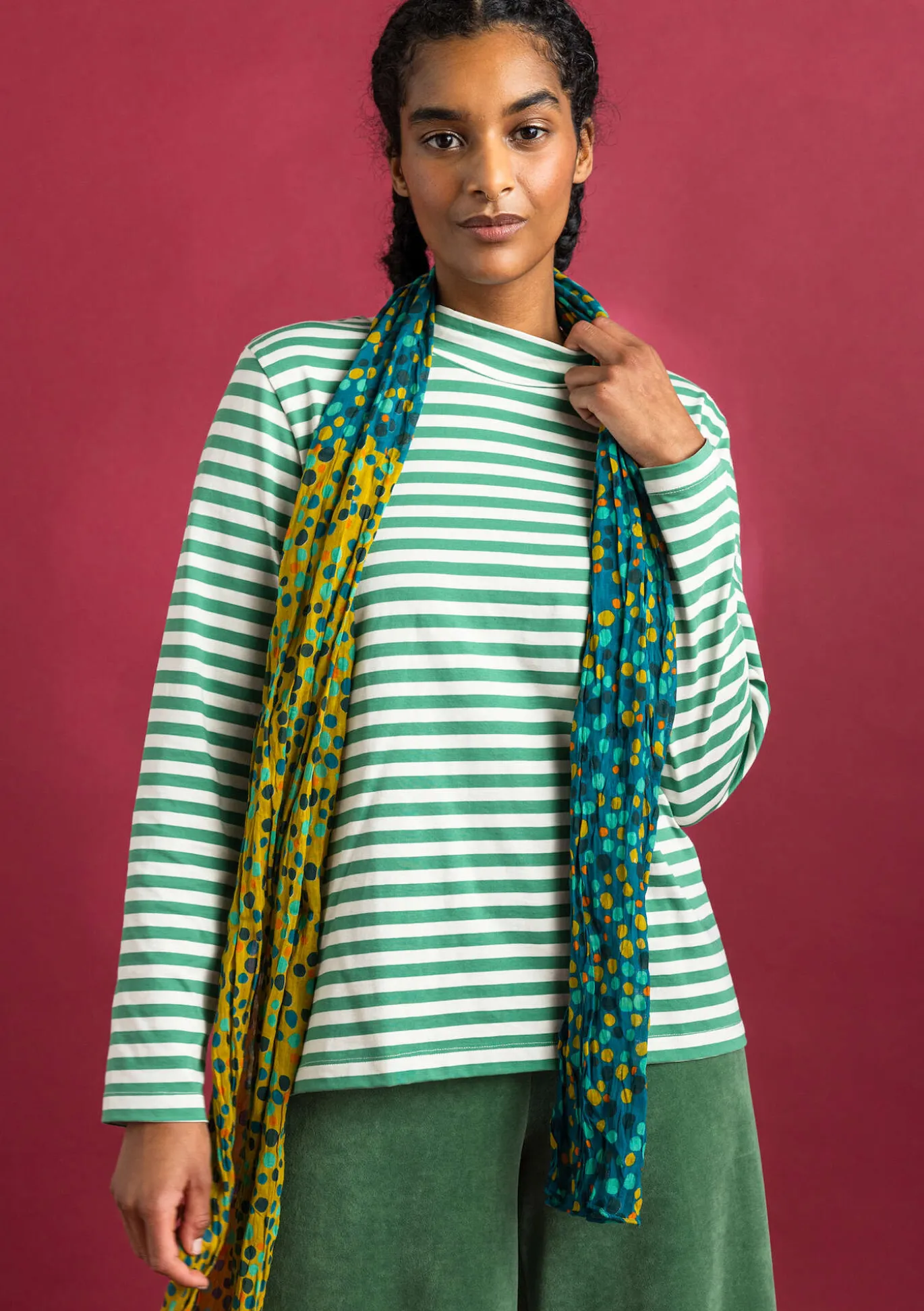 Gudrun Sjödén Gestreiftes Stehkragenshirt aus Bio-Baumwolle^ Pullover & Shirts