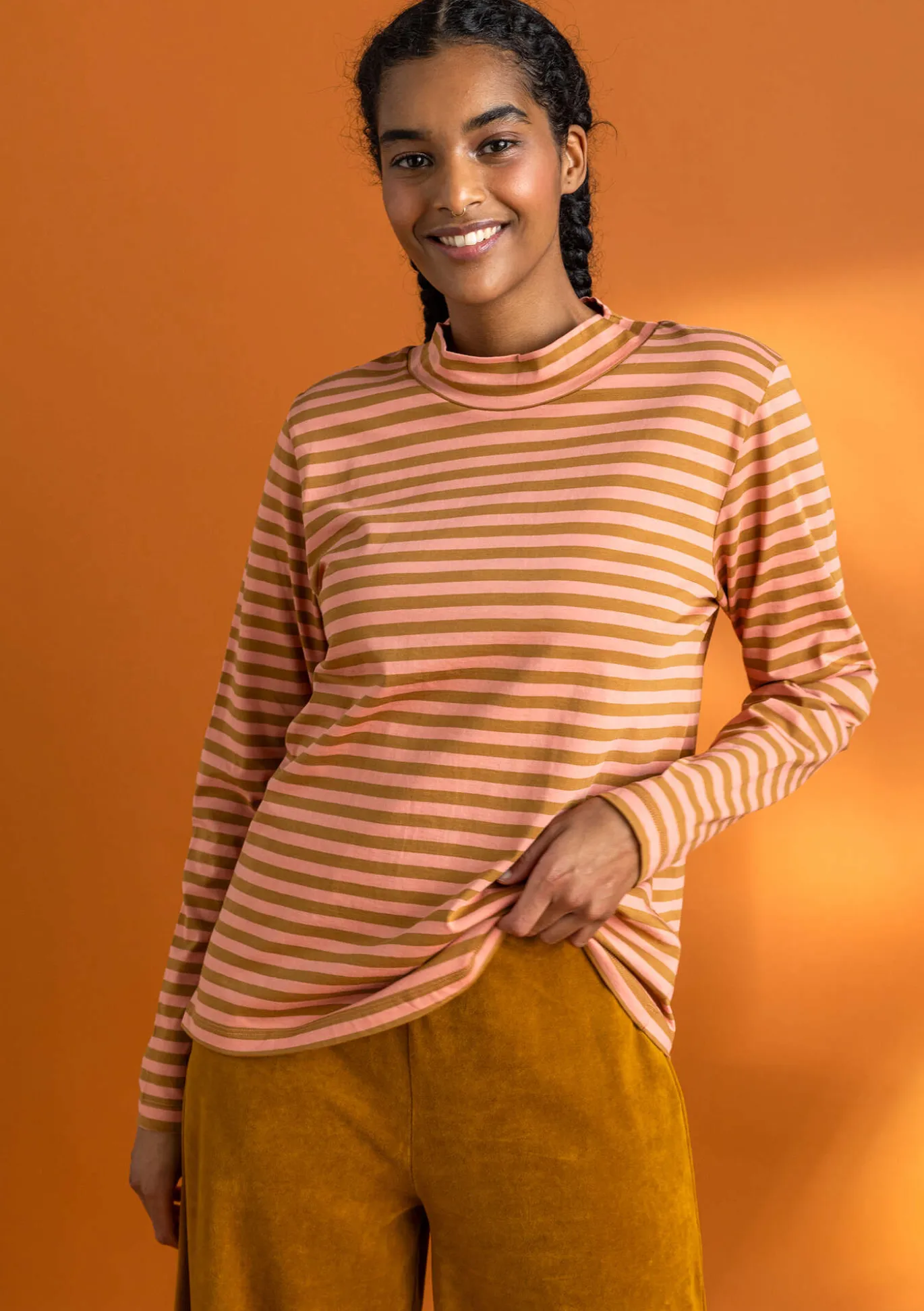 Gudrun Sjödén Gestreiftes Stehkragenshirt aus Bio-Baumwolle^ Pullover & Shirts