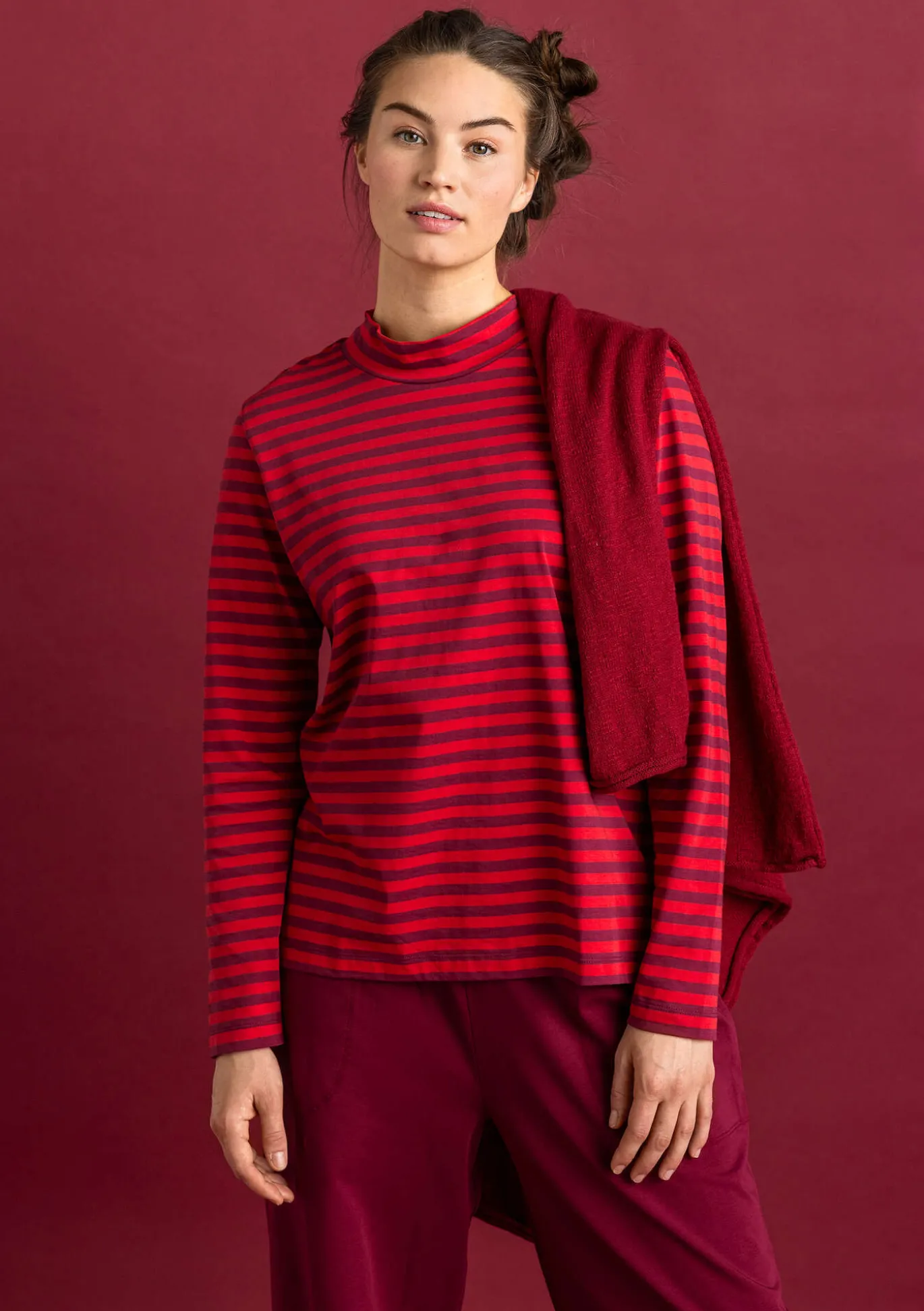 Gudrun Sjödén Gestreiftes Stehkragenshirt aus Bio-Baumwolle^ Pullover & Shirts