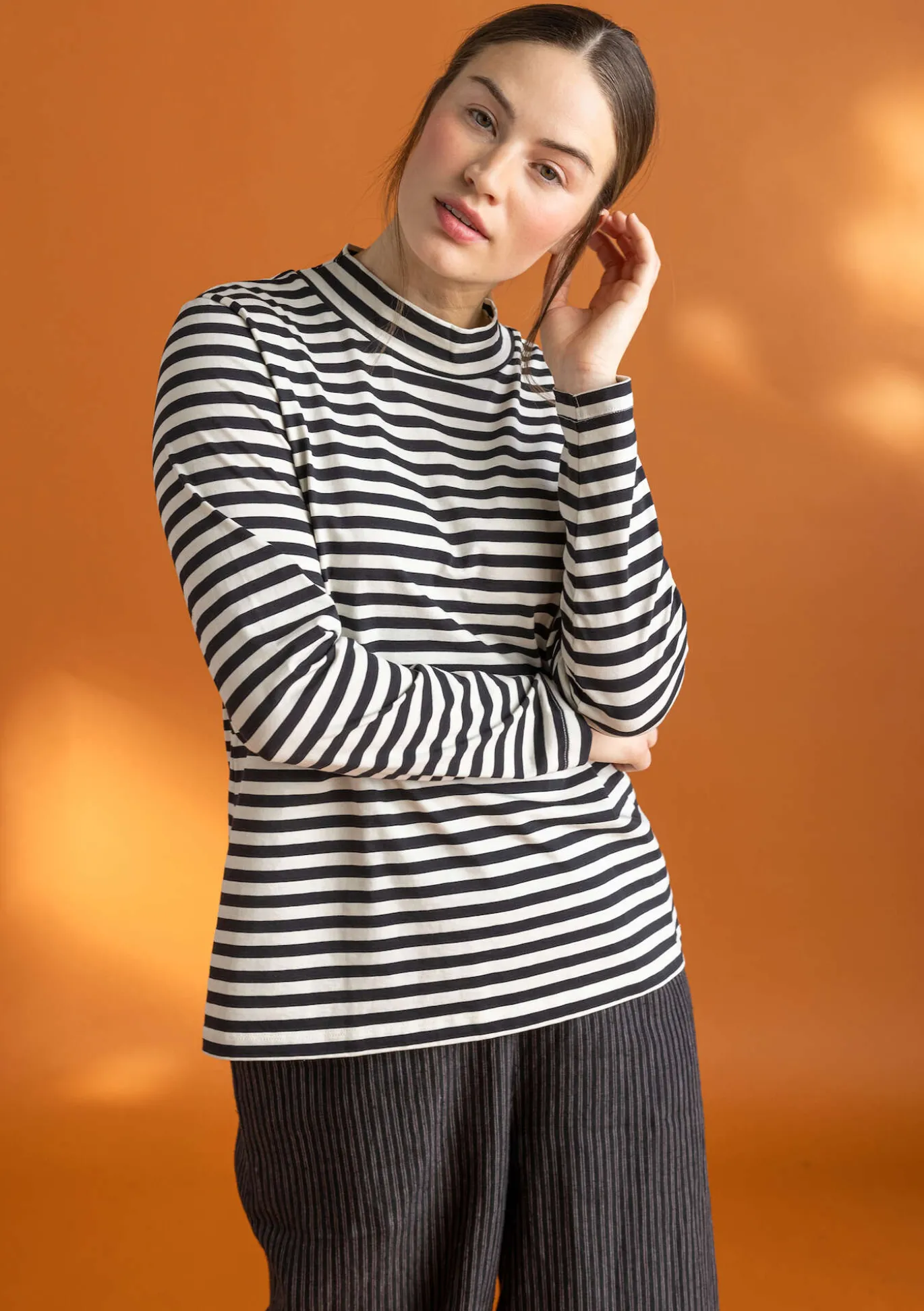 Gudrun Sjödén Gestreiftes Stehkragenshirt aus Bio-Baumwolle^ Pullover & Shirts