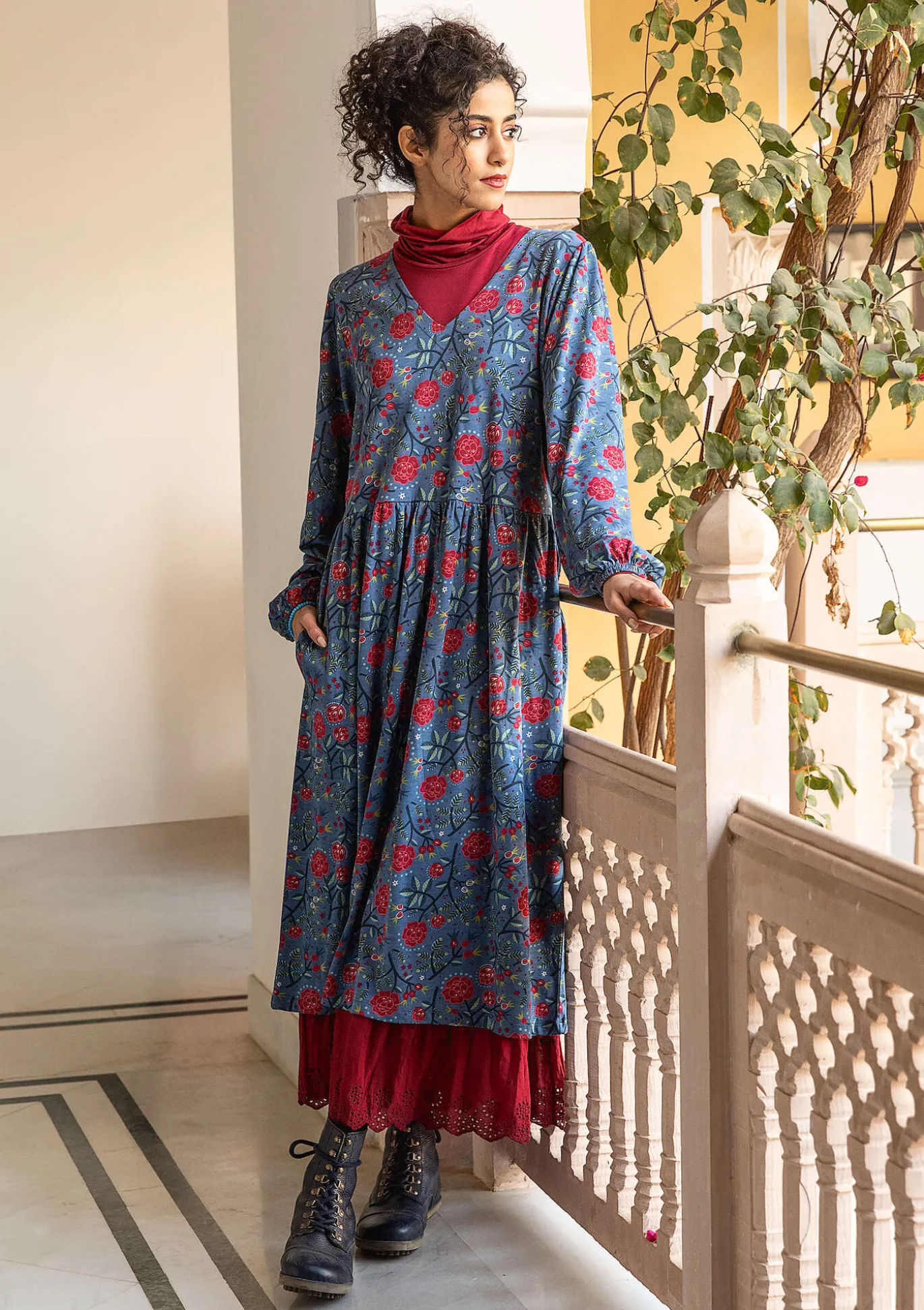 Gudrun Sjödén Jerseykleid „Nyponros“ aus Bio-Baumwolle/Modal^ Kleider