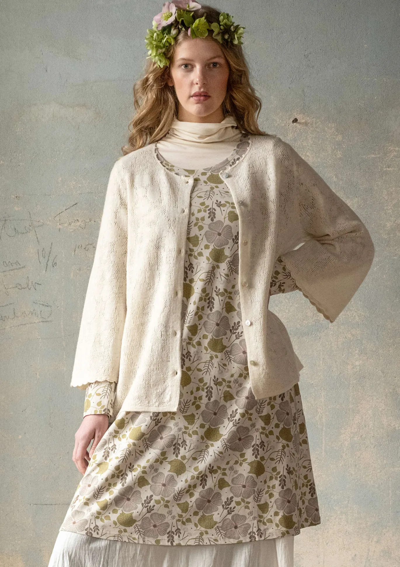 Gudrun Sjödén Pointelle-Strickjacke „Blomstra“ aus Bio-Wolle^ Strickjacken