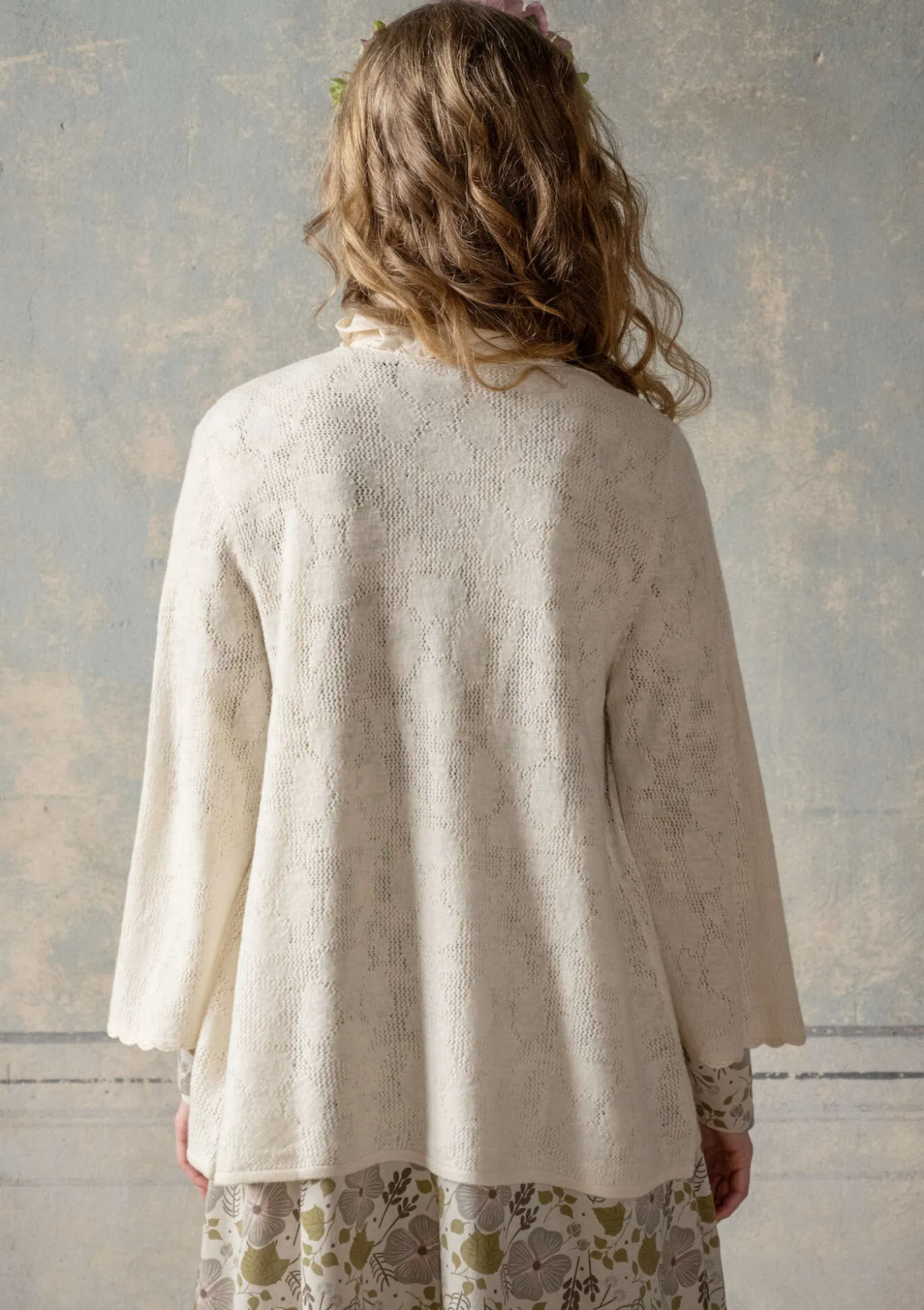 Gudrun Sjödén Pointelle-Strickjacke „Blomstra“ aus Bio-Wolle^ Strickjacken