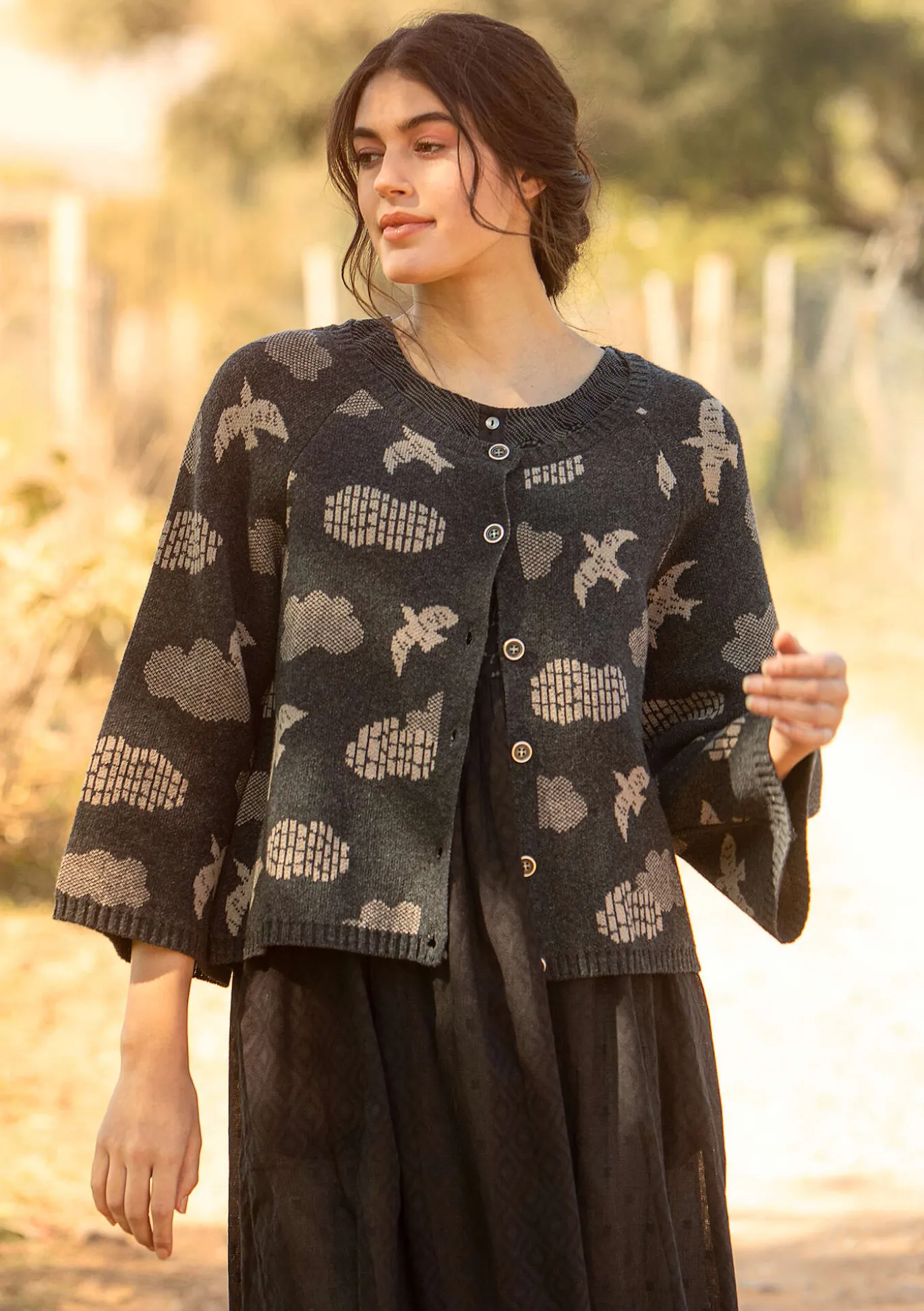 Gudrun Sjödén Strickjacke „Flyttfågel“ aus Recycling-Wollmischung/Recycling-Baumwolle^ Strickjacken