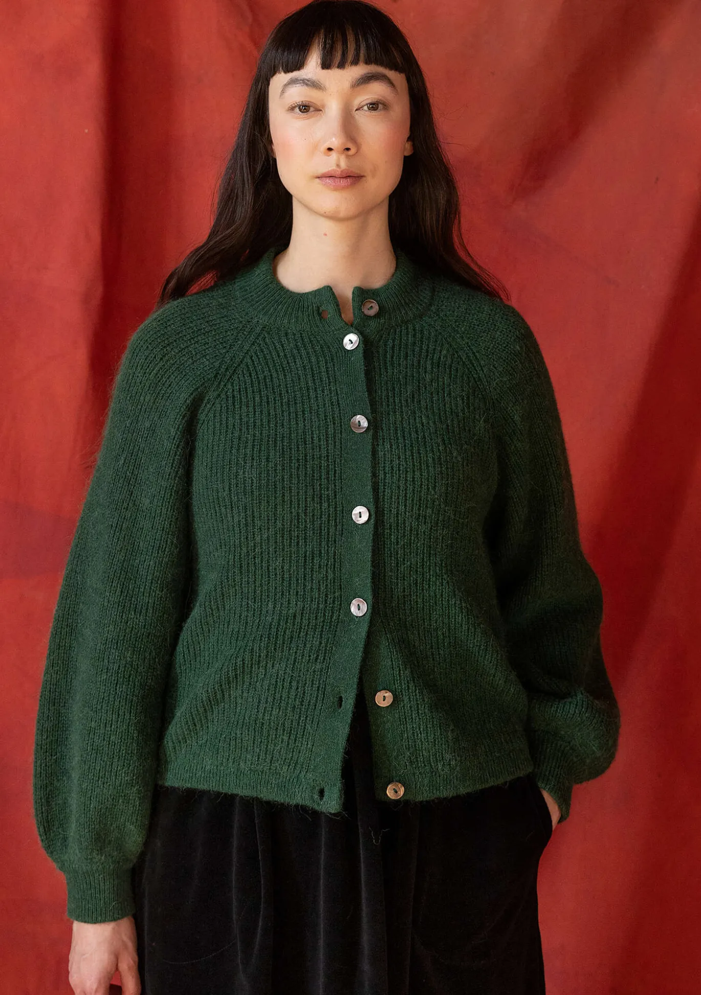 Gudrun Sjödén Strickjacke „Vinternatt“ aus Bio- und Recycling-Baumwolle/Alpakawollgemisch^ Strickjacken