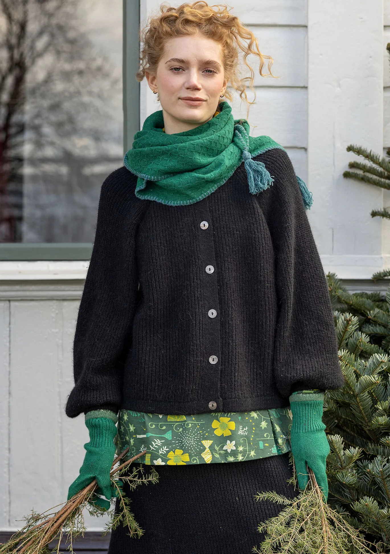 Gudrun Sjödén Strickjacke „Vinternatt“ aus Bio- und Recycling-Baumwolle/Alpakawollgemisch^ Strickjacken