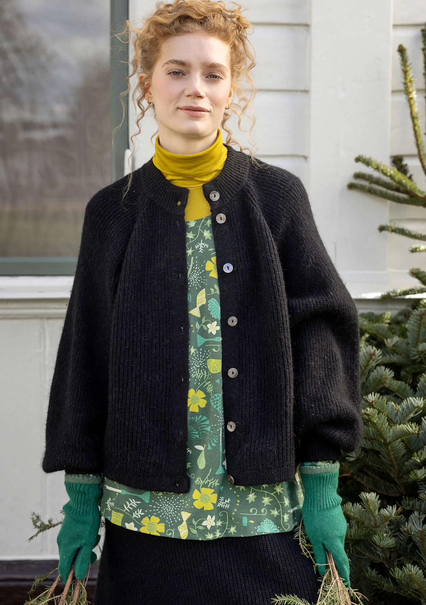 Gudrun Sjödén Strickjacke „Vinternatt“ aus Bio- und Recycling-Baumwolle/Alpakawollgemisch^ Strickjacken