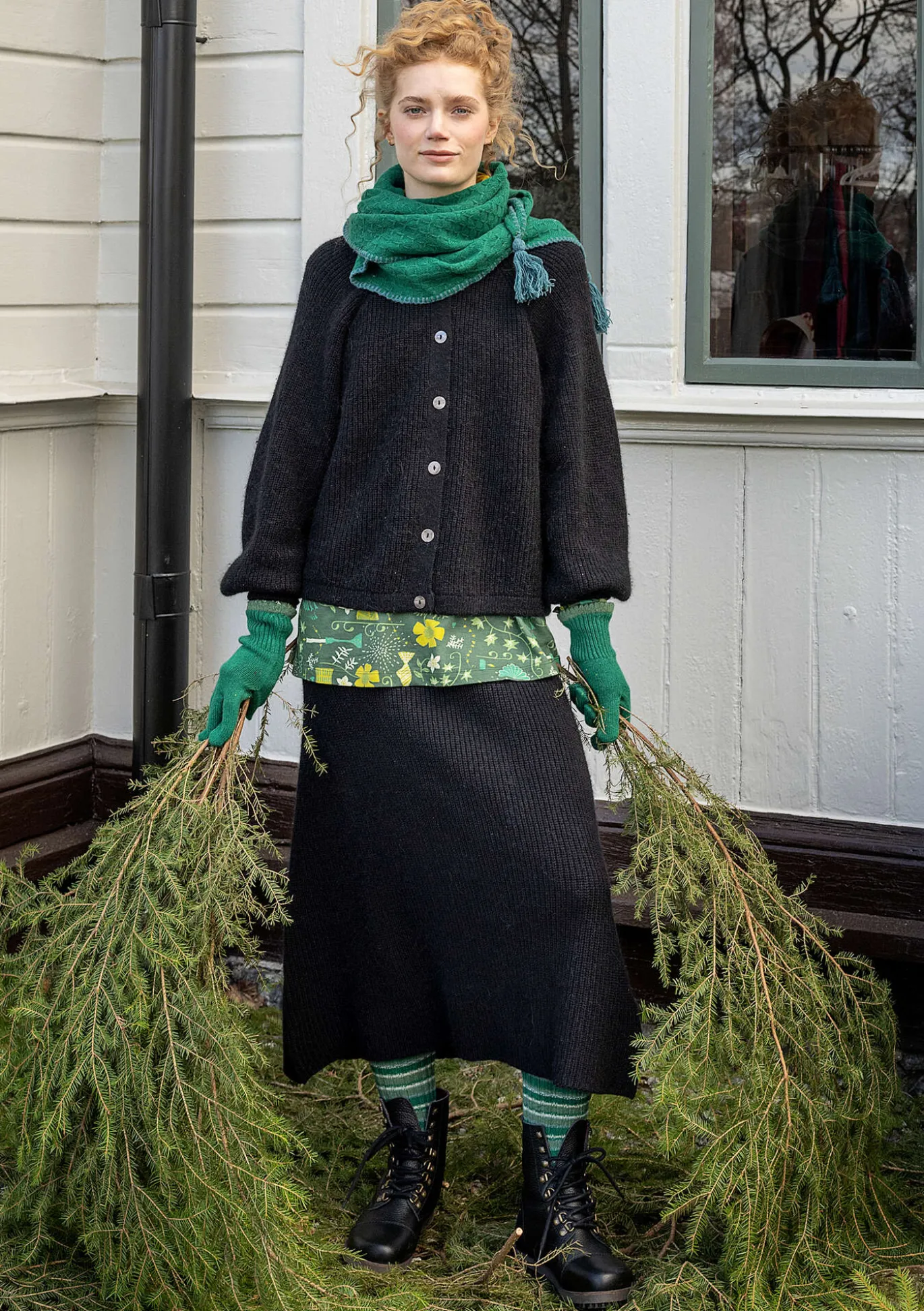 Gudrun Sjödén Strickrock „Vinternatt“ aus Bio- und Recycling-Baumwolle/Alpakawollgemisch^ Röcke
