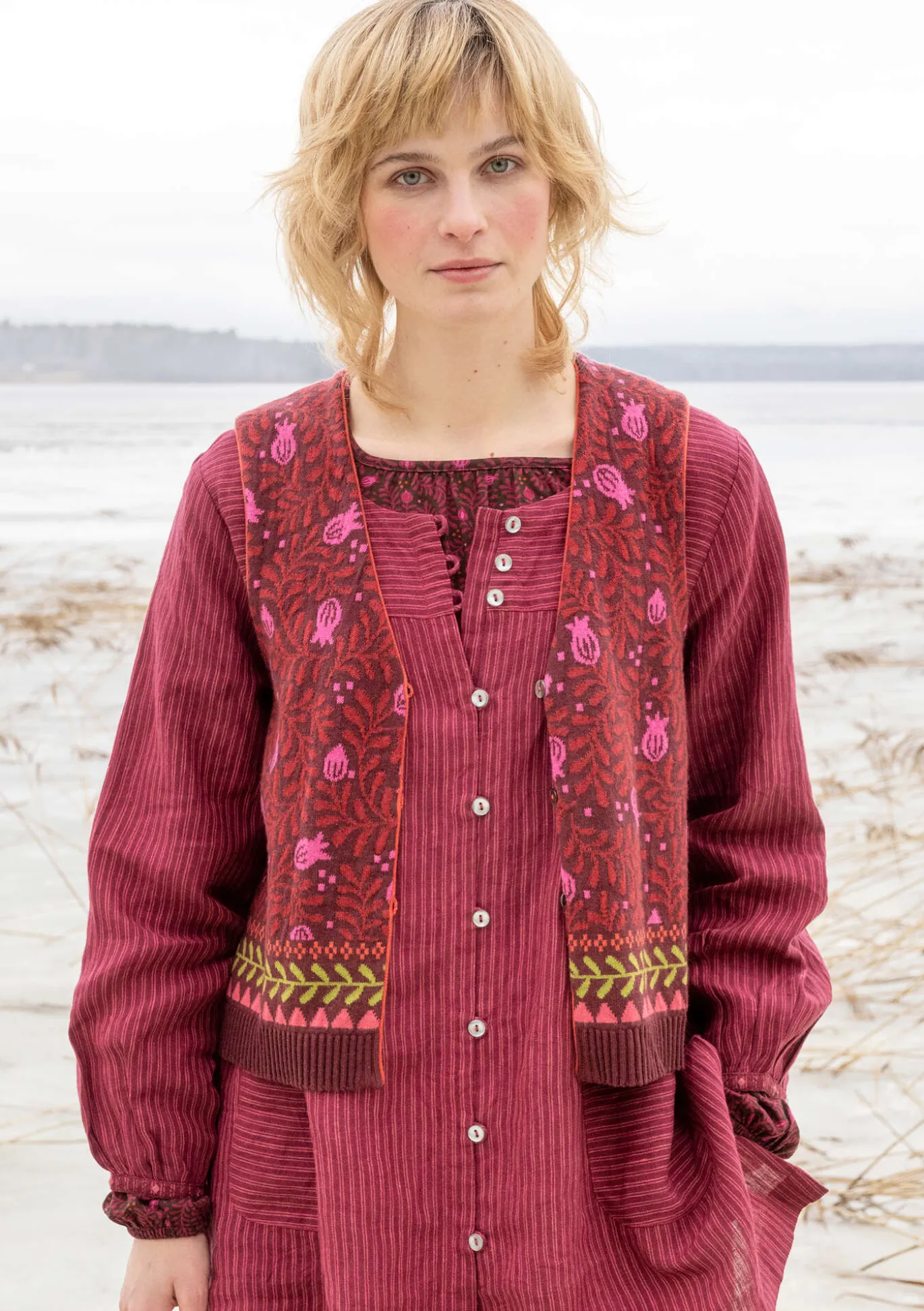 Gudrun Sjödén Strickweste „Aurora“ aus Bio- und Recycling-Baumwolle/Wolle^ Westen